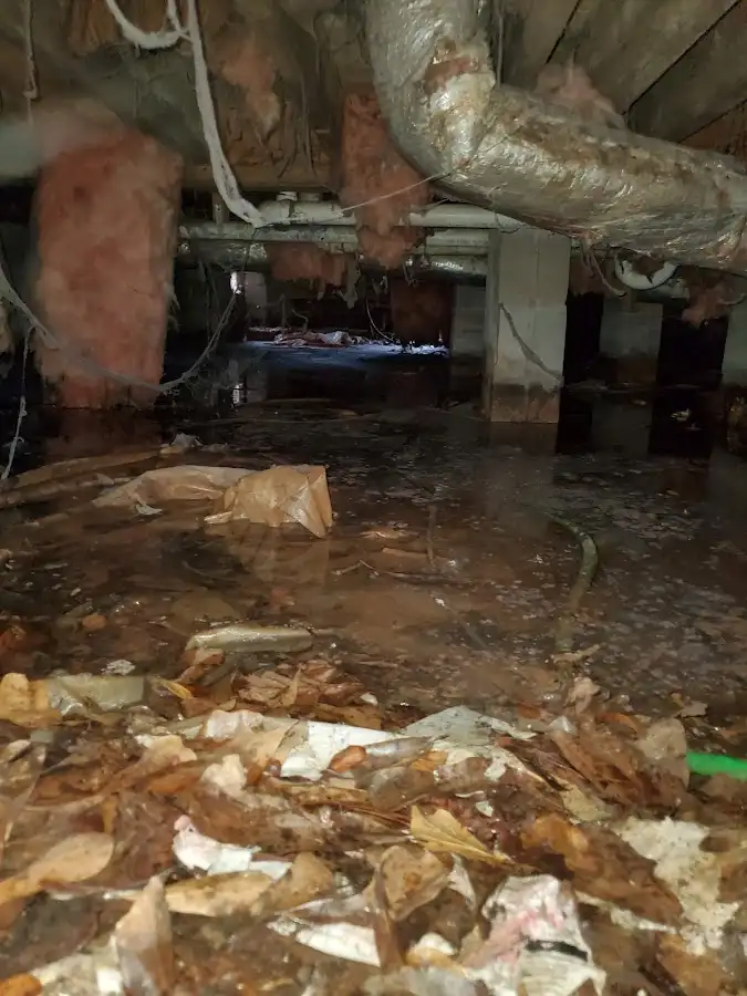 Crawl space flood assessment for Commercial Water Damage Restoration in Prairieville
